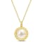 9-9.5MM Freshwater Cultured Pearl Halo Link Pendant with Chain in Yellow
Sterling Silver