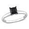1 ct Black Diamond Solitaire Engagement Ring in 14K White Gold