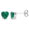 1 1/2 CT TGW Heart Shape Created Emerald Stud Earrings in Sterling Silver