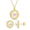 8-9.5MM Freshwater Cultured Pearl Stud Earrings and Pendant Set in
Yellow Plated Sterling Silver