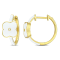 Created White Sapphire Floral White Enamel Earrings in 18k Yellow Gold
Over Sterling Silver