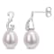 8-8.5 MM Freshwater Cultured Pearl and Diamond Accent Peacock Drop
Earrings in Sterling Silver