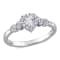 3/8 CT TGW Created White Sapphire and Diamond Accent Heart Ring in
Sterling Silver