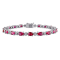 13 1/2 CT TGW Created Ruby and Diamond Bracelet in Sterling Silver