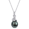 9-9.5MM Black Tahitian Cultured Pearl and  1/10 CT TW Diamond Pendant
with Chain in Sterling Silver