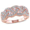 1/8ctw Diamond Braided Ring in 18K Rose Gold Over Sterling Silver