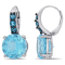 15-1/4ctw Sky Blue and London Blue Topaz Drop Earrings in Sterling Silver