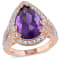5 7/8 CT TGW Multi-Gemstones and Diamond Accent Halo Shank Ring in Rose
Gold Plated Sterling Silver