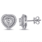 1 1/2 CT TDW Heart Shape Diamond Halo Stud Earrings in 14k White Gold