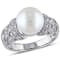 9-9.5MM Freshwater Cultured Pearl and 1/10 CT TW Diamond Ring in
Sterling Silver