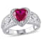 2 4/5 CT TGW Created Ruby and 1/10 CT TW Diamond Vintage Heart Ring in
Sterling Silver