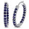 Created Blue Sapphire Inside Outside Hoop Earrings in Sterling Silver