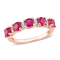 1 5/8 CT TGW Created Ruby & Created White Sapphire Semi Eternity
Ring in Rose Plated Sterling Silver