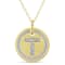Diamond "T" Initial Pendant with Chain in 18K Yellow Gold Over
Sterling Silver
