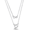 Infinity and Heart Charm Double Strand Necklace in Sterling Silver