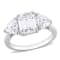 4 1/10 CT TGW Created Moissanite 3-Stone Ring in Sterling Silver