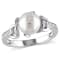 8-8.5MM Freshwater Cultured Pearl and Diamond Twist Ring in Sterling Silver