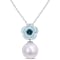 11-12MM Freshwater Cultured Pearl and 1 3/5 CT TGW Blue Topaz Pendant in
Sterling Silver