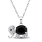 3 5/8 CT TGW Black Spinel and White Topaz Elephant Pendant Necklace in
Sterling Silver