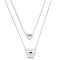 Two Heart Double Strand Charm Necklace in Sterling Silver