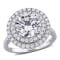3 7/8 CT TW Lab-Grown Diamond Double Halo Ring in 14K White Gold