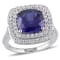 7 1/10 CT TGW Created Blue and White Sapphire Double Halo Ring in
Sterling Silver