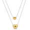 Two Heart Double Strand Necklace in 2-Tone Sterling Silver