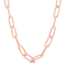 6MM Polished Paperclip Chain Necklace in Rose Plated Sterling Silver