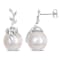 11-12MM Freshwater Cultured Pearl and Diamond Accent Leaf Earrings in
14K White Gold