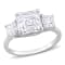 3 1/2 CT TGW Created Moissanite 3-Stone Ring in Sterling Silver