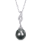 9.5-10MM Black Tahitian Cultured Pearl and Diamond Twist Pendant with
Chain in Sterling Silver