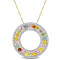 4 1/10 CT TGW Multi-Color Sapphire Circle Pendant with Chain in 14K
Yellow Gold