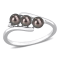 3.5-4MM Black Freshwater Cultured Pearl and Diamond Accent Pearl Bypass
Ring in Sterling Silver