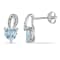 1 1/3 CT TGW Aquamarine and Diamond Accent Swirl Earrings in Sterling Silver