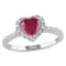 1 CT TGW Created Ruby and 1/10 CT TW Diamond Heart Halo Ring in Sterling Silver