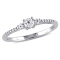 1/3 CT TGW Created White Sapphire and Diamond Accent Engagement Ring in
Sterling Silver