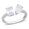 2 1/8 CT TGW Created Moissanite 2-Stone Ring in Sterling Silver