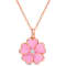 1/10 CT TGW White Topaz with Pink Enamel Flower Pendant with Chain in
Rose Plated Sterling Silver