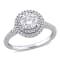 1 CT DEW Created Moissanite and 1/3 CT TW Diamond Double Halo Engagement
Ring in 14K White Gold