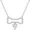 3/4 CT DEW Created Moissanite Dog Bone with Hanging Heart Necklace in
Sterling Silver