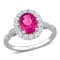 2 1/10 CT TGW Pink Topaz and Diamond Accent Halo Ring in 10K White Gold