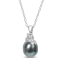 8-9MM Black Tahitian Cultured Pearl and Diamond Accent Pendant with
Chain in Sterling Silver