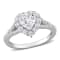 1 1/2 CT DEW Created Moissanite Heart Halo Engagement Ring in Sterling Silver