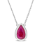 1 7/8  CT Ruby Teardrop Pendant with Chain in 14K White Gold