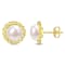 8-8.5 MM Cultured Freshwater Pearl Halo Link Stud Earrings in Yellow
Plated Sterling Silver
