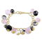 Rose and Black Rutilated Quartz Charm Bracelet in Pink Plated Sterling Silver