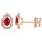 7/8 CT TGW Ruby-CN and 1/5 CT TW Diamond Teardrop Halo Stud Earrings in
14K Rose Gold