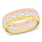 Ladies 6mm Matte Three Row Wedding Band in 10K 3-Tone Gold