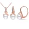 8-8.5MM Freshwater Cultured Pearl and 1/10 CT TW Diamond Earrings and
Pendant Set in Rose Silver