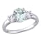 1 5/8 CTW Aquamarine and Created White Sapphire 3-Stone Ring in Sterling Silver